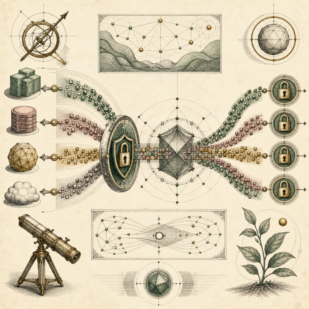 A sleek, abstract representation of a digital API flow with data packets moving smoothly through a network, symbolizing optimization and security, featuring symbols of locks and arrows to represent se