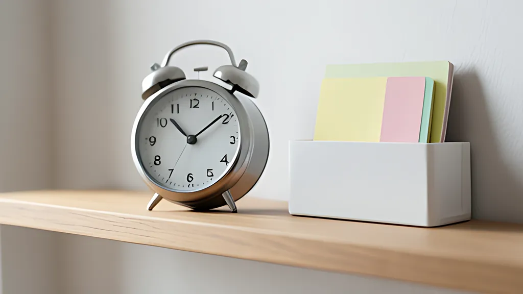 A small rounded time clock on a wall shelf beside a rack of soft punch cards, in warm orange and steel blue.